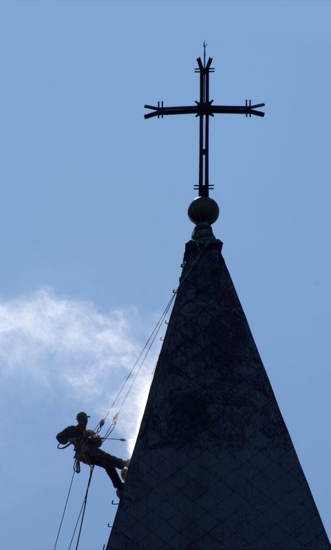 Local Church Roof Moss Removal pros at work